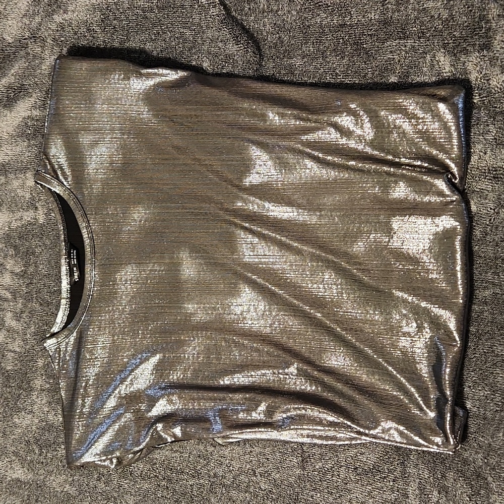 Shein metallic blouse, medium size, with shoulder pads
